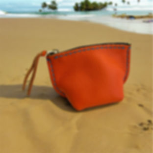 Porte-monnaie cuir orange