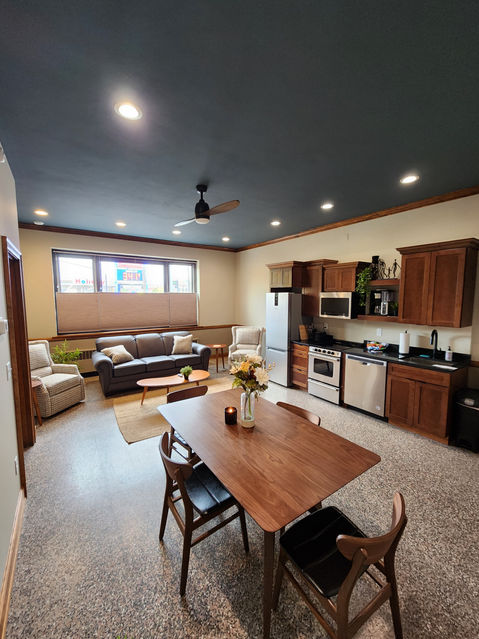 Spacious suite at The Lodge Luxury Suites, Houghton Hancock MI featuring a full kitchen