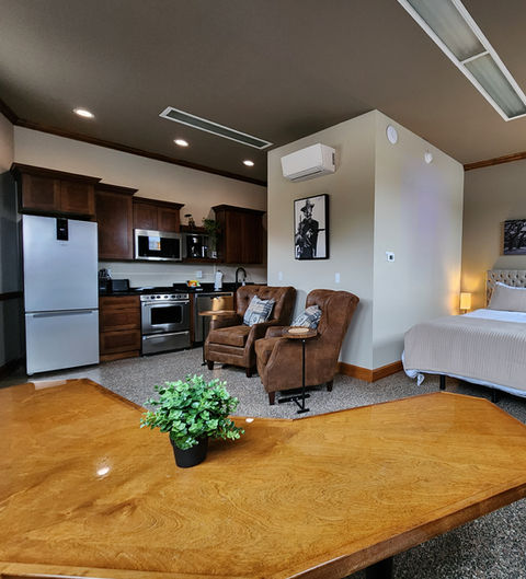 Luxury guest suite at The Lodge Luxury Suites, hotel Houghton Hancock MI with modern amenities
