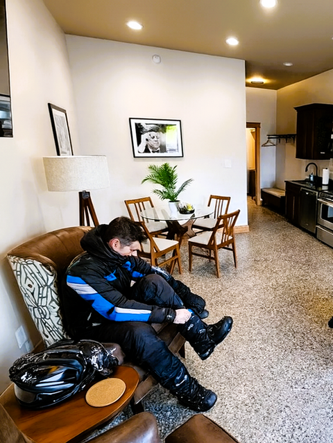 Guest suite at The Lodge Luxury Suites, hotel Houghton Hancock MI ideal for snowmobilers with trail access nearby