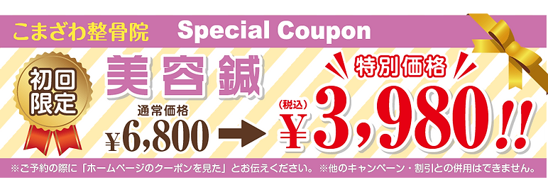 こまざわ整骨院,世田谷区,駒沢,初回限定,クーポン,美容鍼,経絡