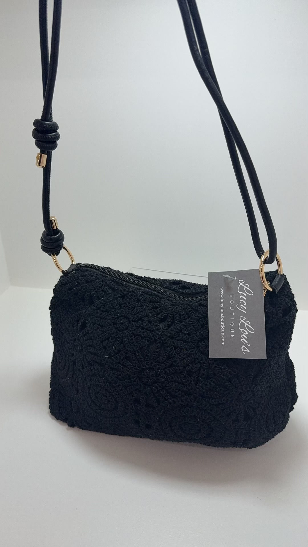 Kira Crochet Detail Bag Black