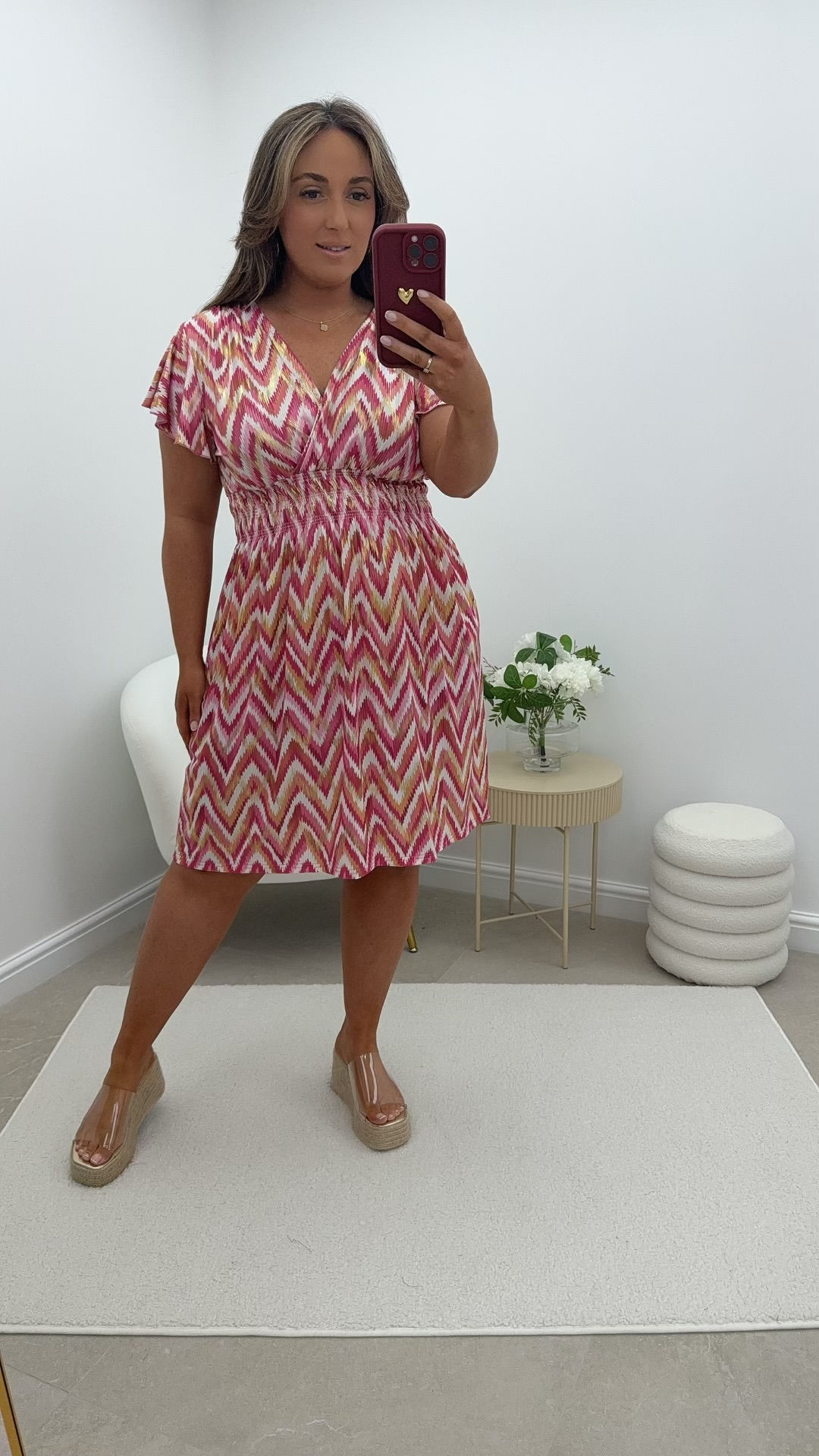 Liv ZigZag Slinky Foil Shimmer LL Magic Short Dress Pink