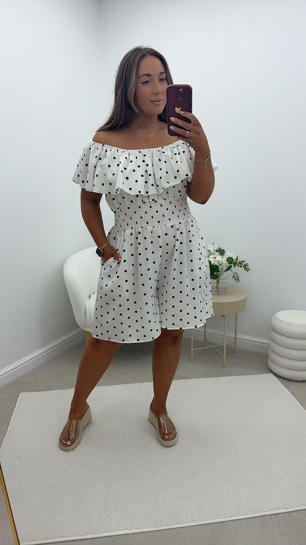 Thumbnail: Kia 3 Way Magic Playsuit Polkadot White