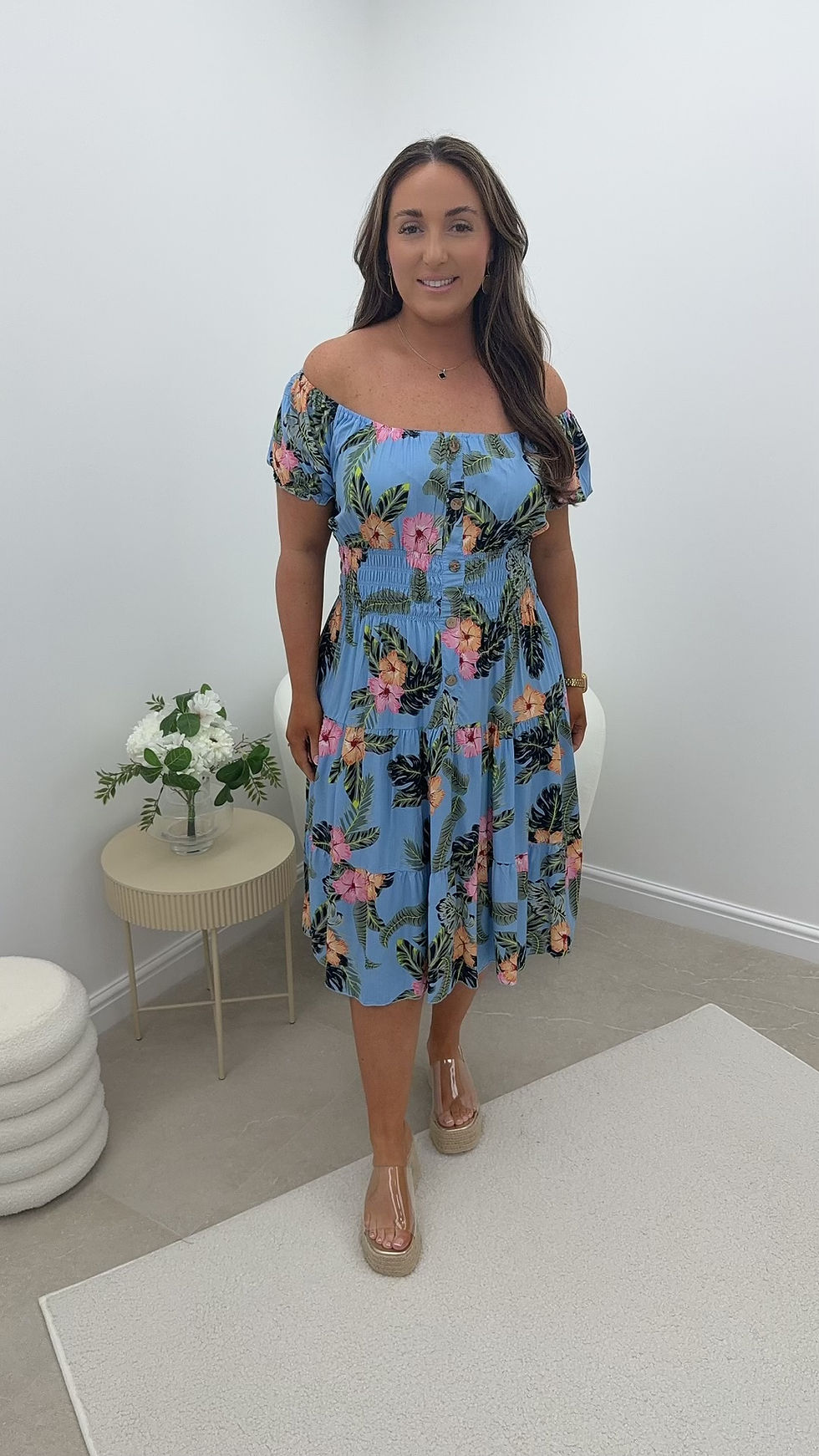Thumbnail: Maldiva Palm Floral Magic Midi Baby Blue
