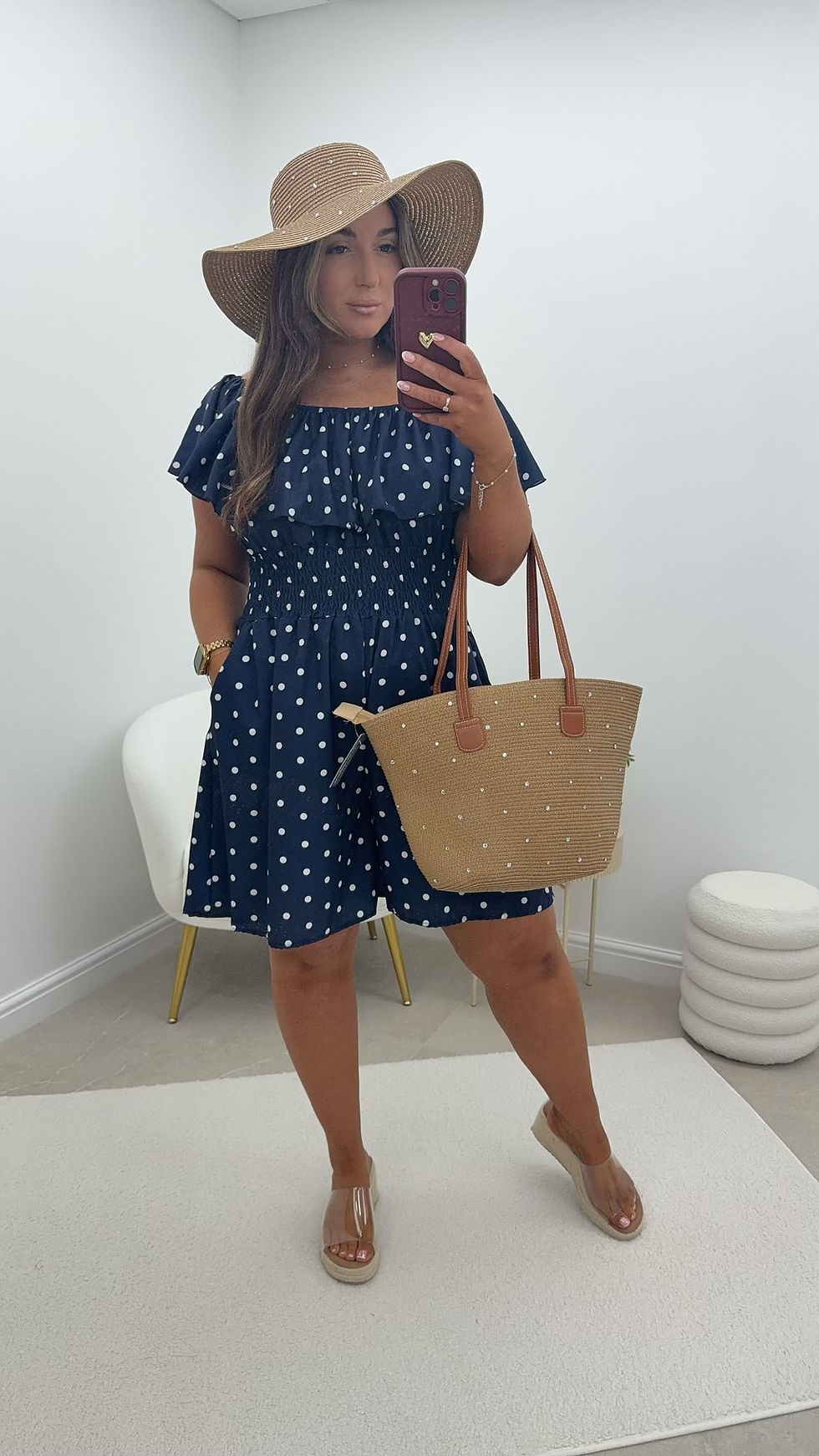 Thumbnail: Kia 3 Way Magic Playsuit Polkadot Navy