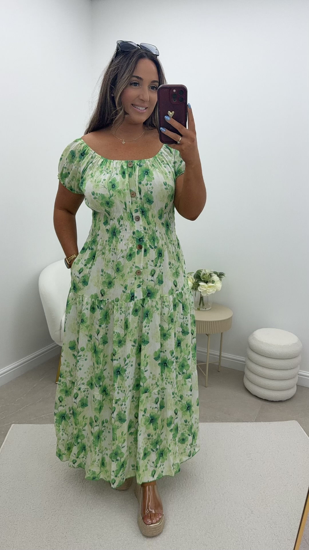Marnie Flower Coloured Magic Maxi Dress Green