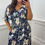 Thumbnail: Montana Flower V Neck Slinky Foil Magic Maxi Navy