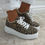 Thumbnail: Matilda Leopard Chunky Canvas Trainers Leop Beige