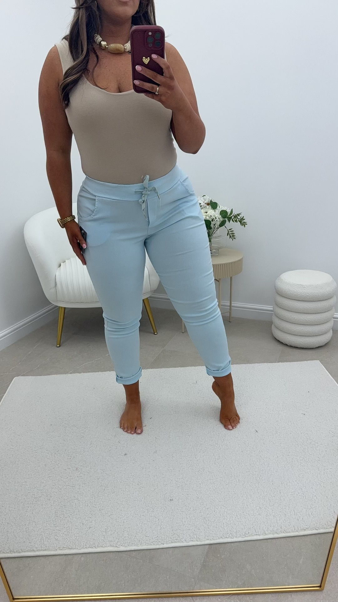 Maralyn Stretchy Magic Jogger Trousers Baby Blue