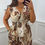 Thumbnail: Whitney Floral V Neck Short Slinky Magic Dress Chocolate