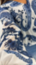 Thumbnail: Meadow V Neck Printed Bubble Hem Top Paisley Navy