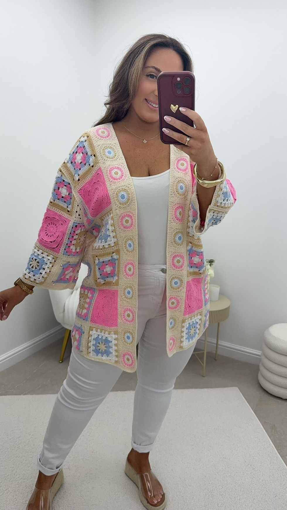 Thumbnail: Ramona Crochet Pastel Cardy Pink