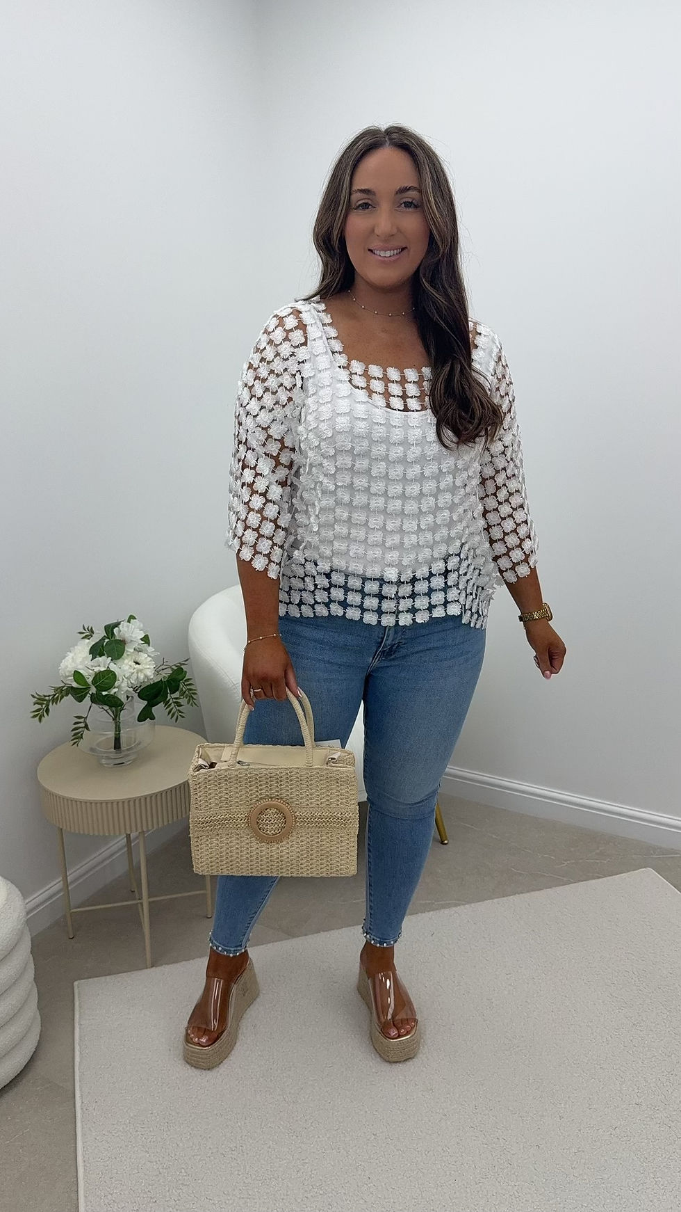 Thumbnail: Claire Daisy Detail Top White