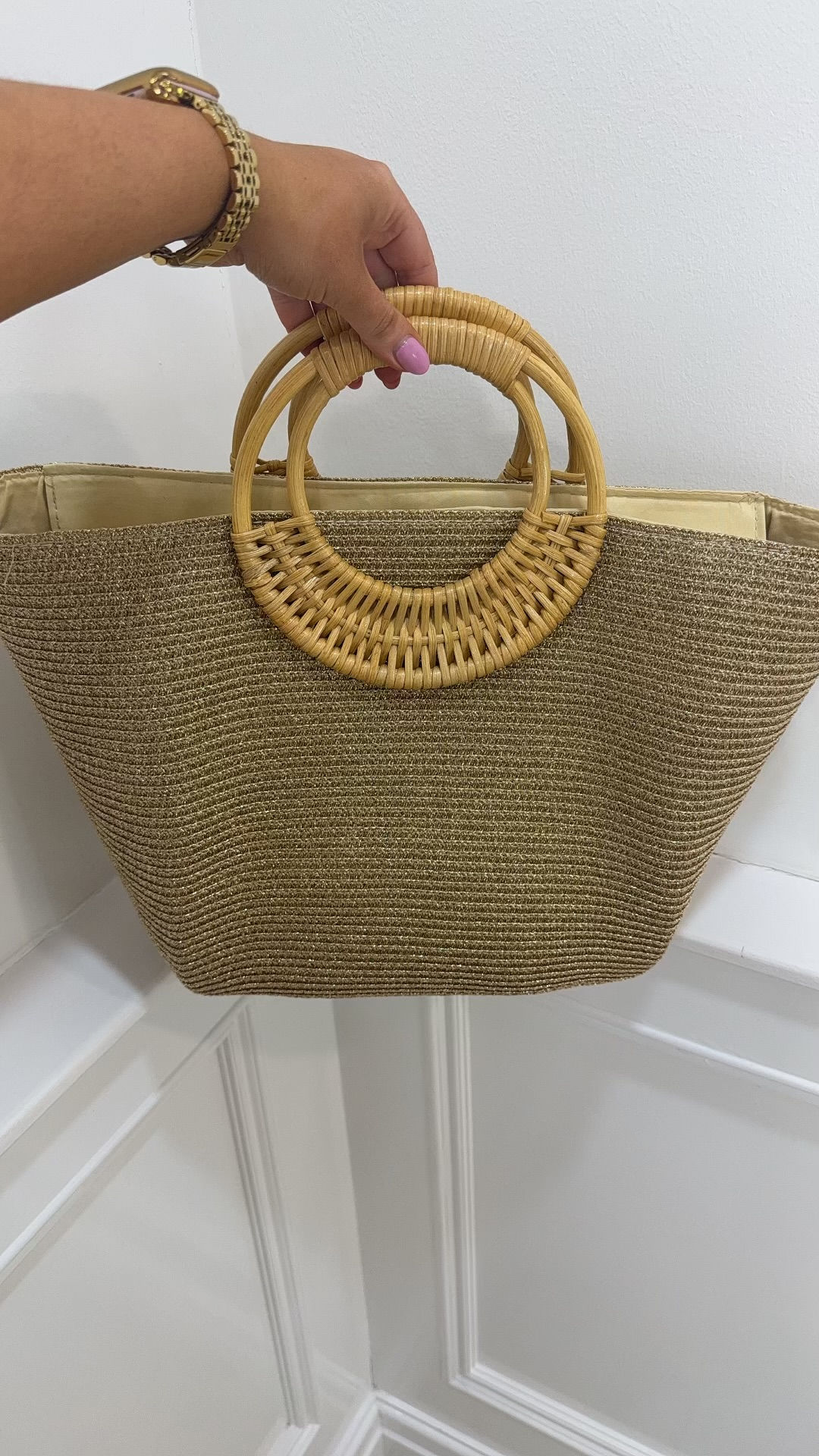 Tootsie Shimmer Hessian Bag Gold
