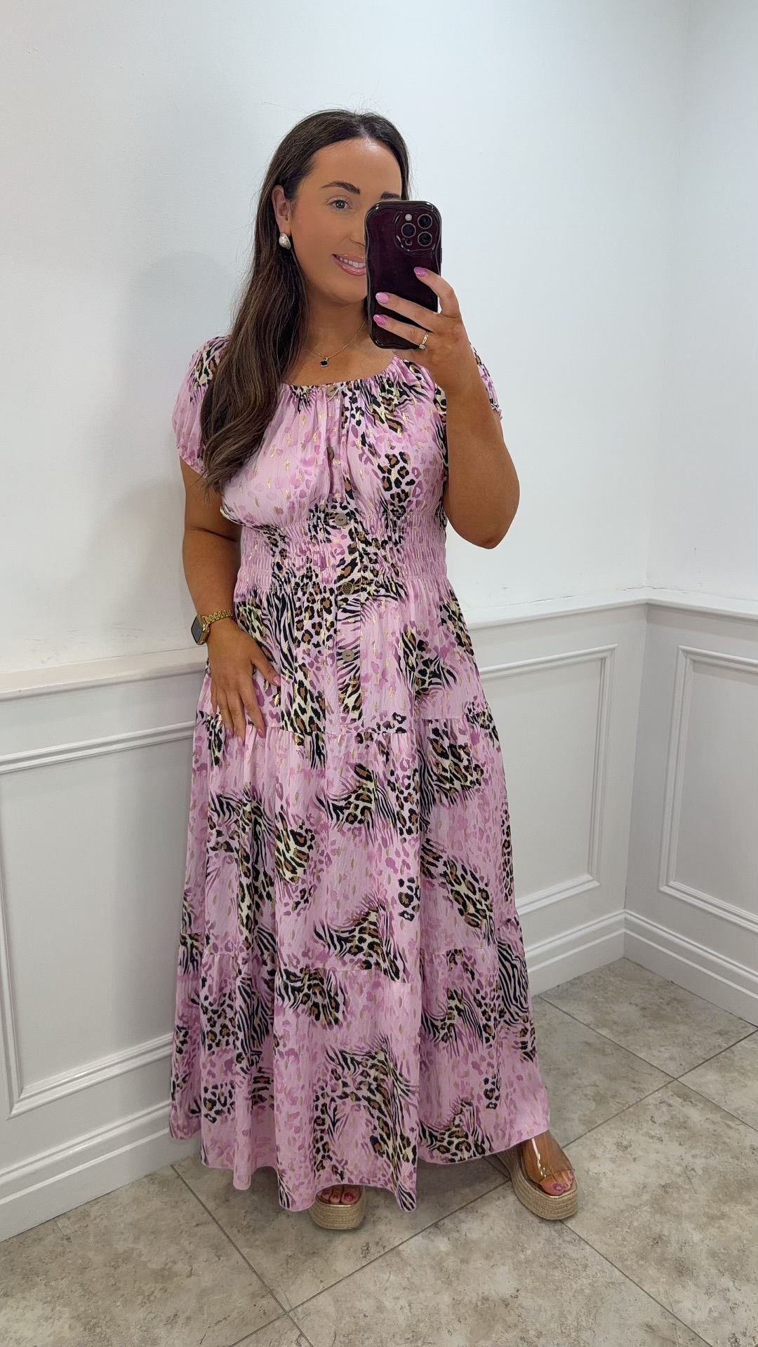 Sadie Leopard Foil Shimmer LL Magic Maxi Pink