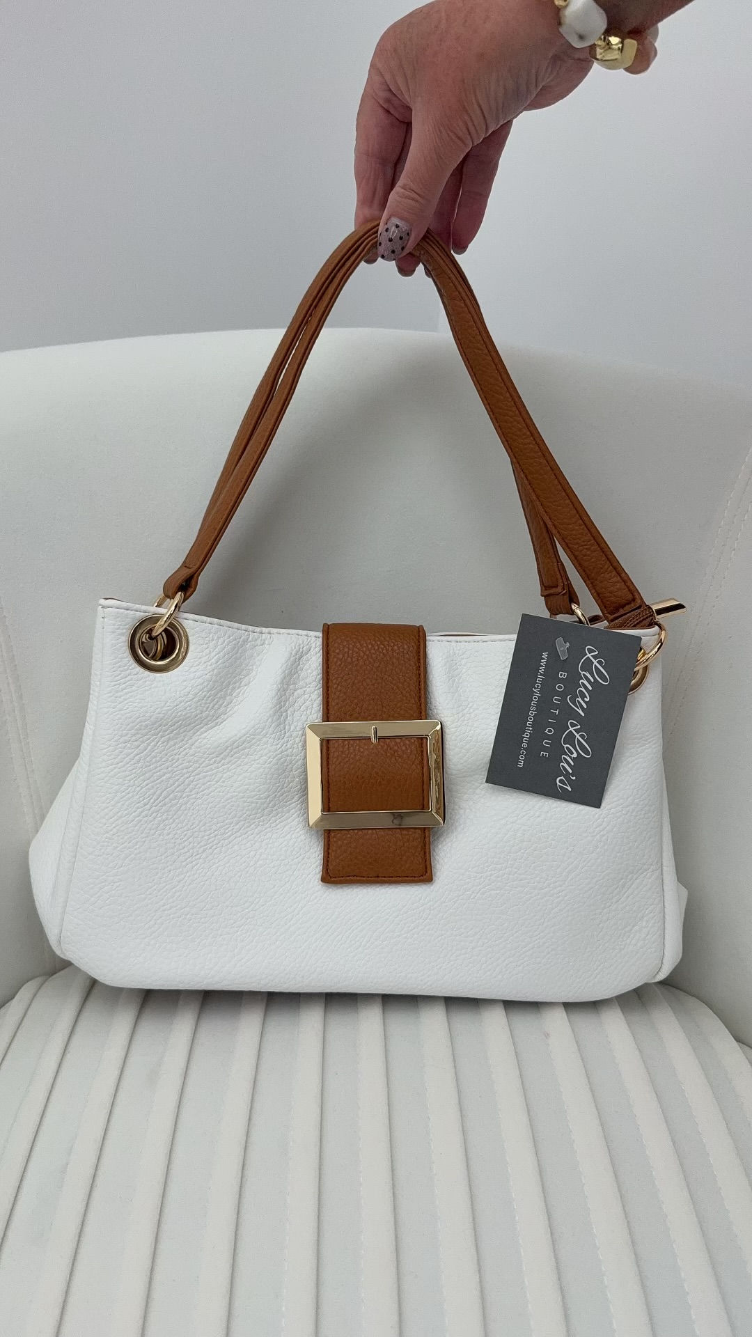 Khloe Two Tone Soft Handbag White