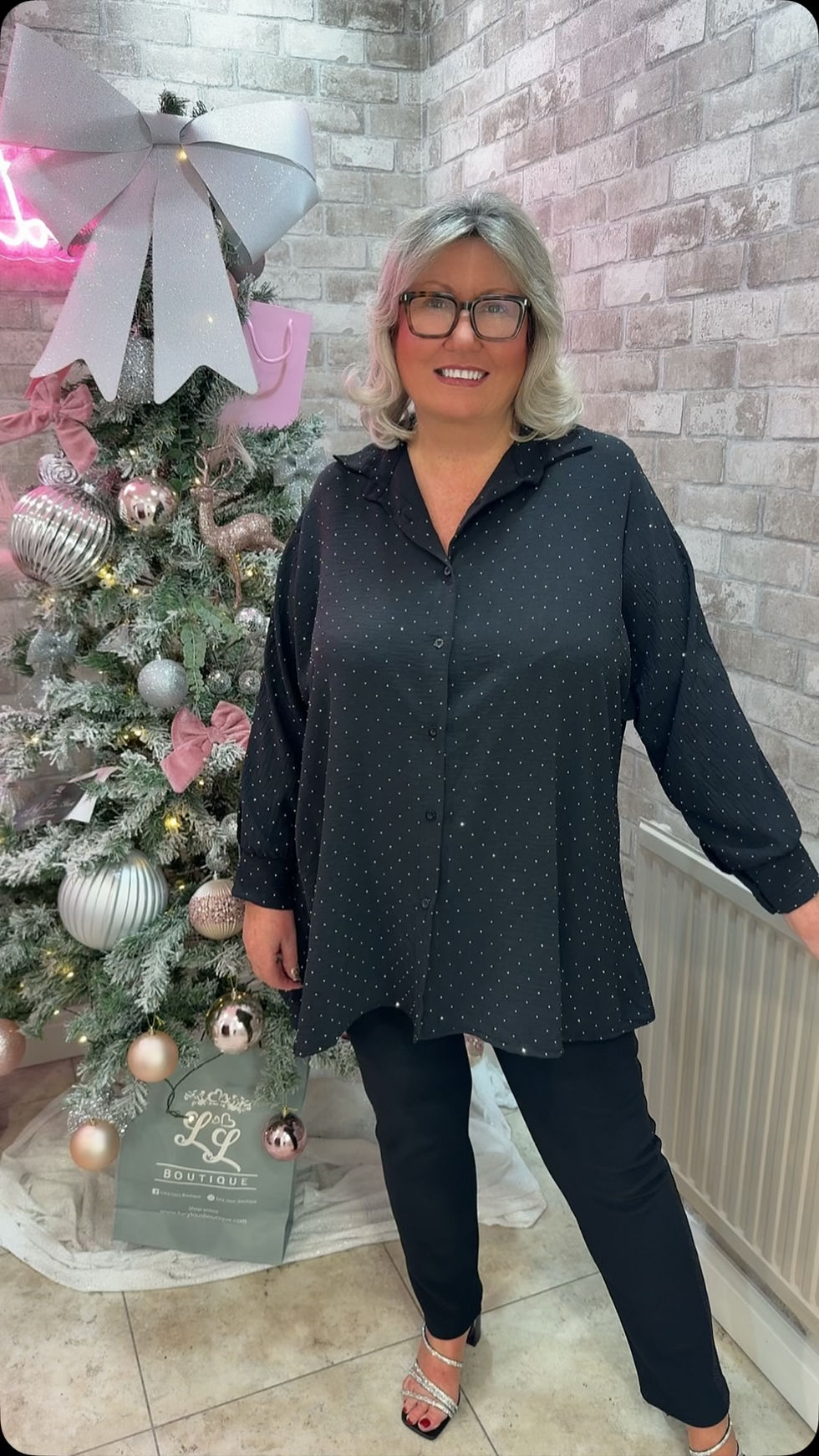 Carolyn Gem Sparkle Shirt Top Black