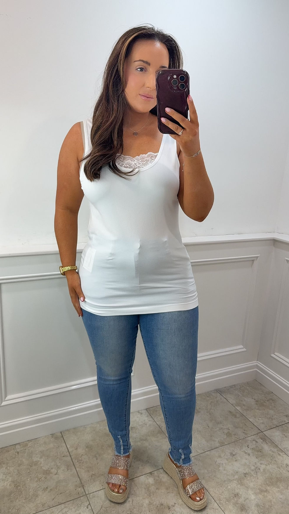 Thumbnail: Octavia 2 Piece Slim Fit Layer Cami Top White