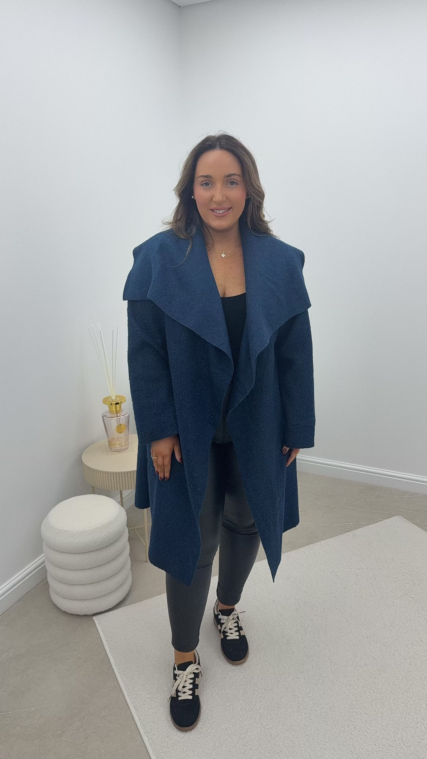Roxanne Waterfall Boucle Pocket Jacket Navy