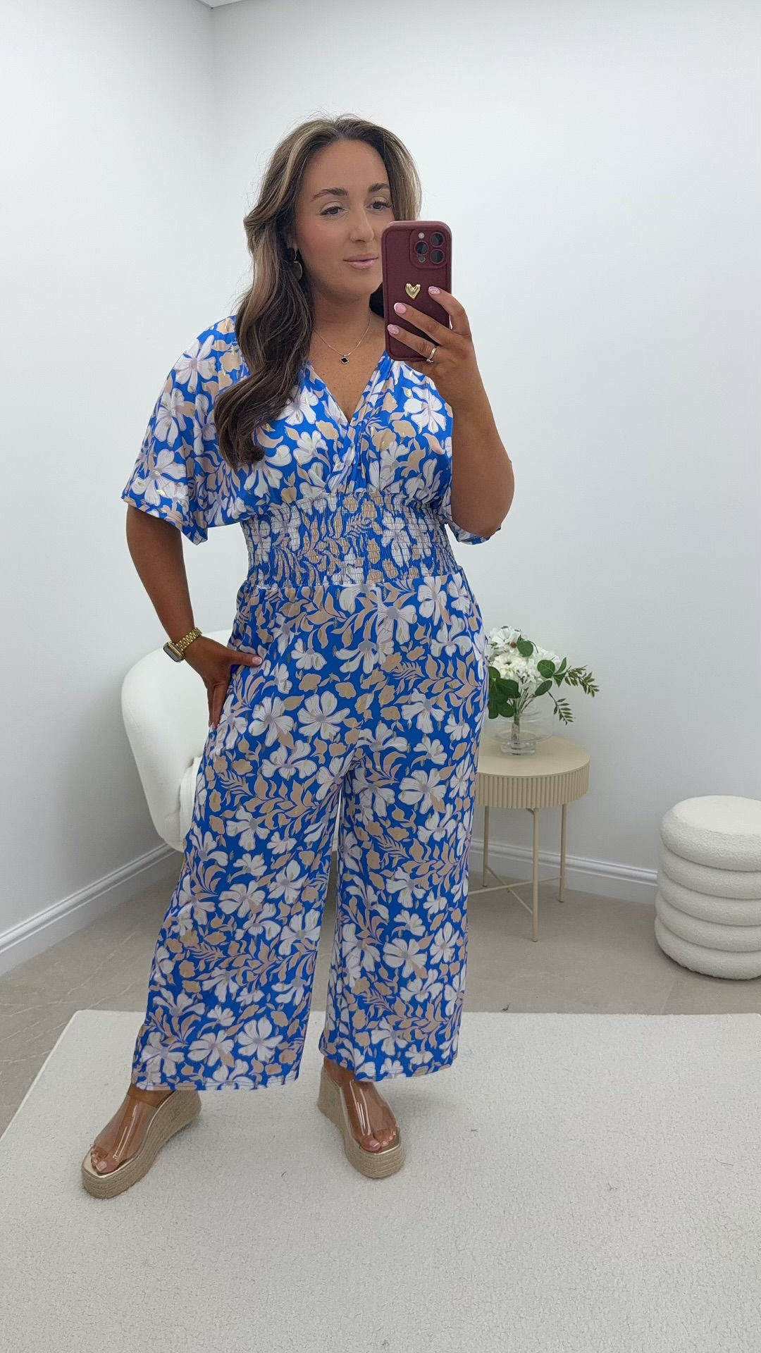 Noah Slinky Floral Foil Shimmer Magic Jumpsuit Blue