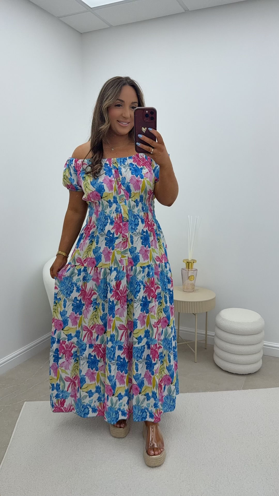 Maybel Flower Bardot Magic Maxi Dress Blue