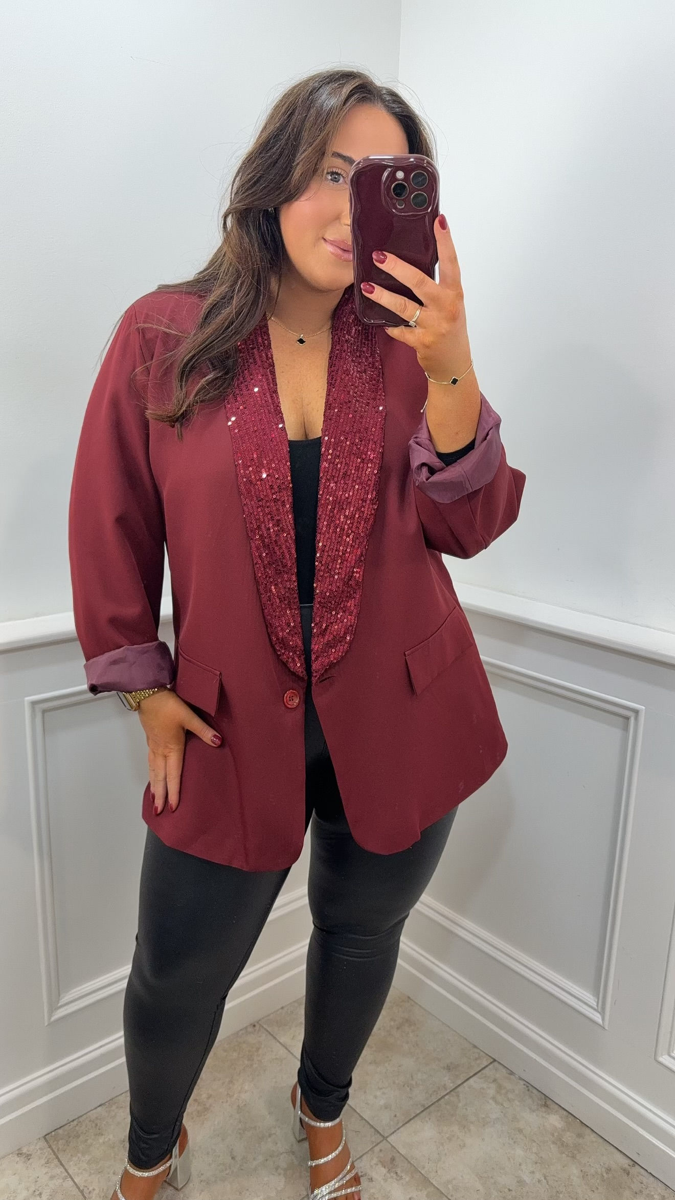 Kim Sparkle Trim Blazer Wine