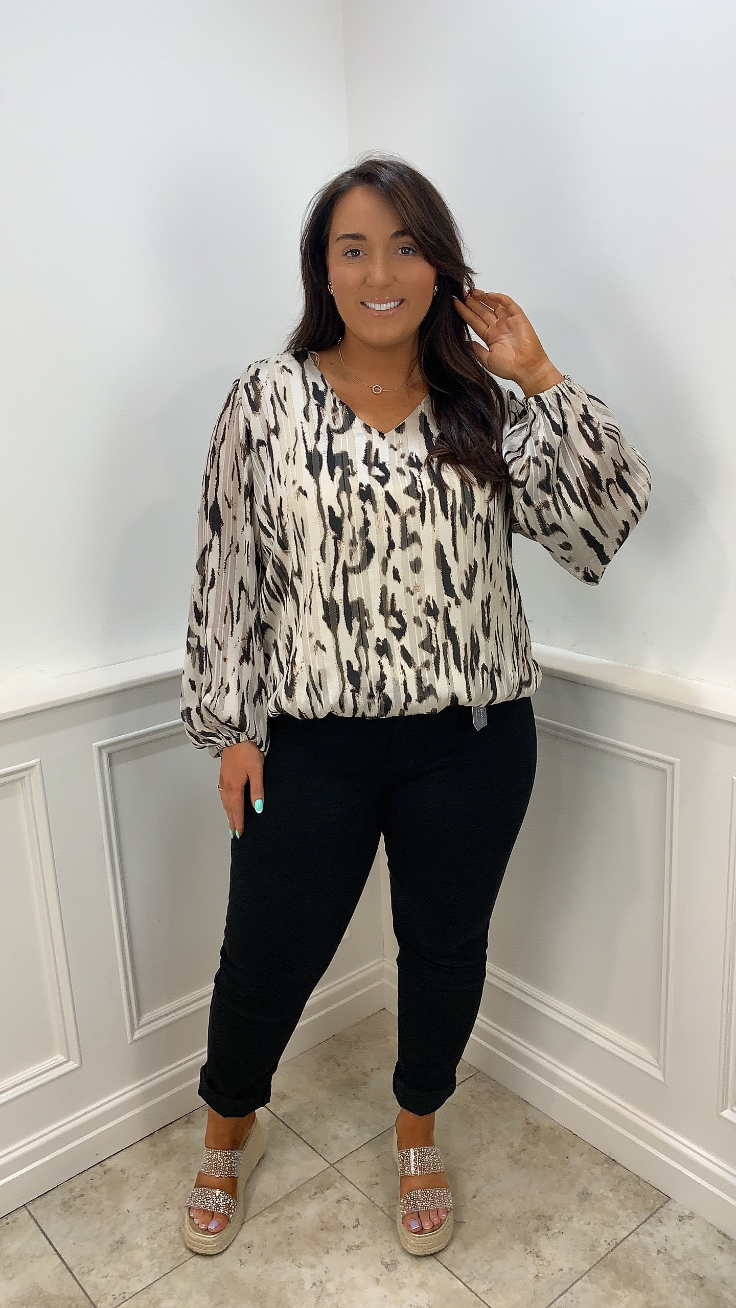 Ivy Chiffon Summer Bubble Hem Top Beige