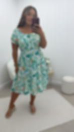 Thumbnail: Nina Leaf Printed Chiffon Magic Midi Dress Mint