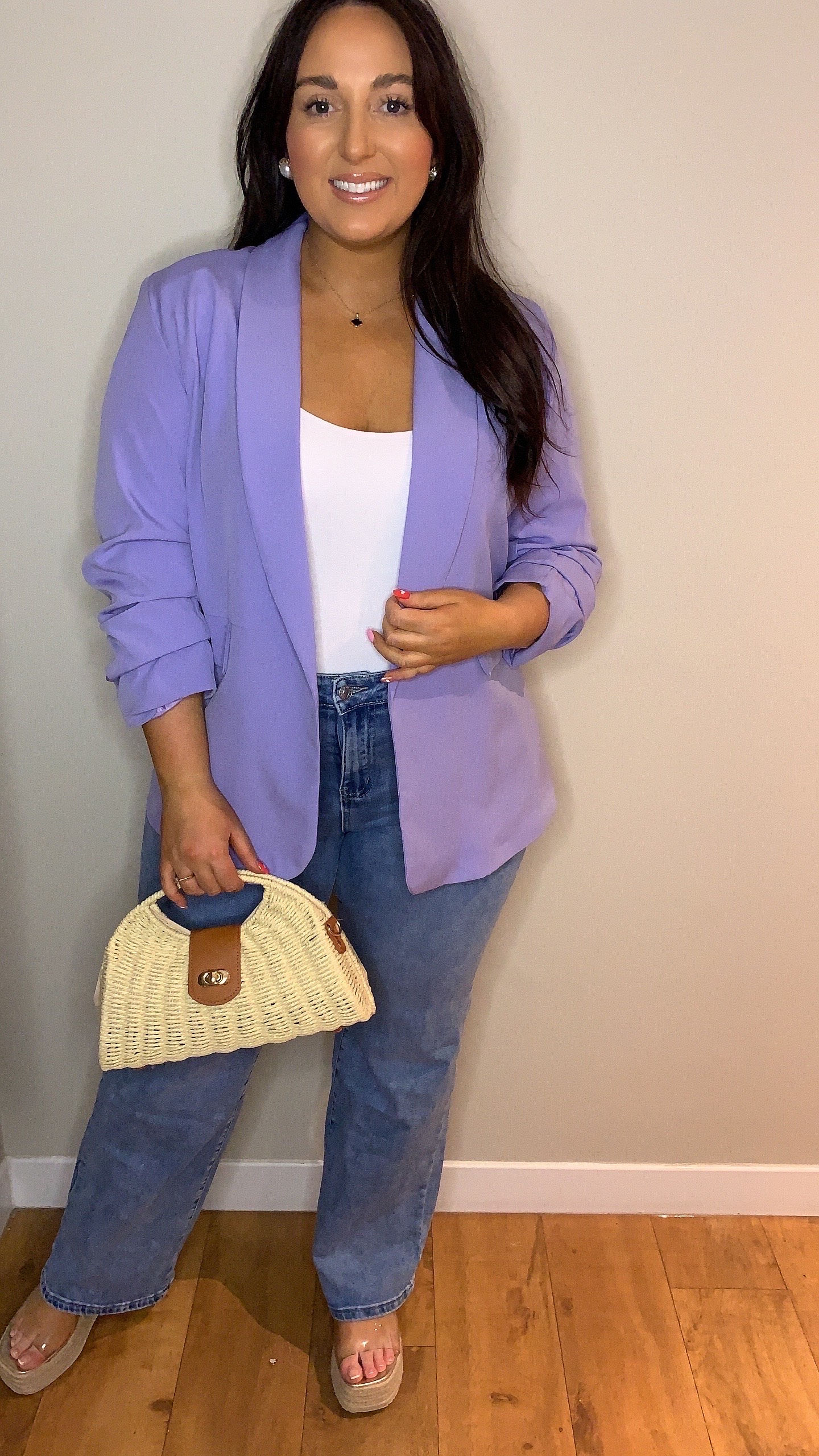 Missi Ruched Sleeve Blazer Lilac