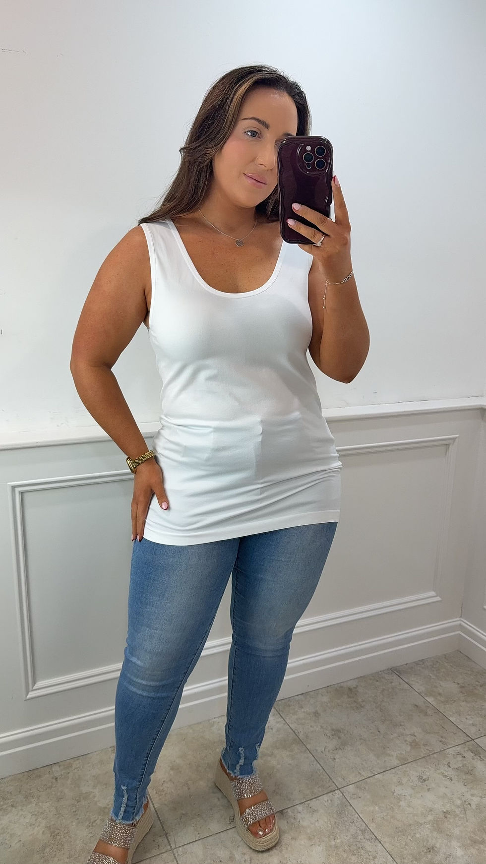 Thumbnail: Octavia 2 Piece Slim Fit Layer Cami Top White
