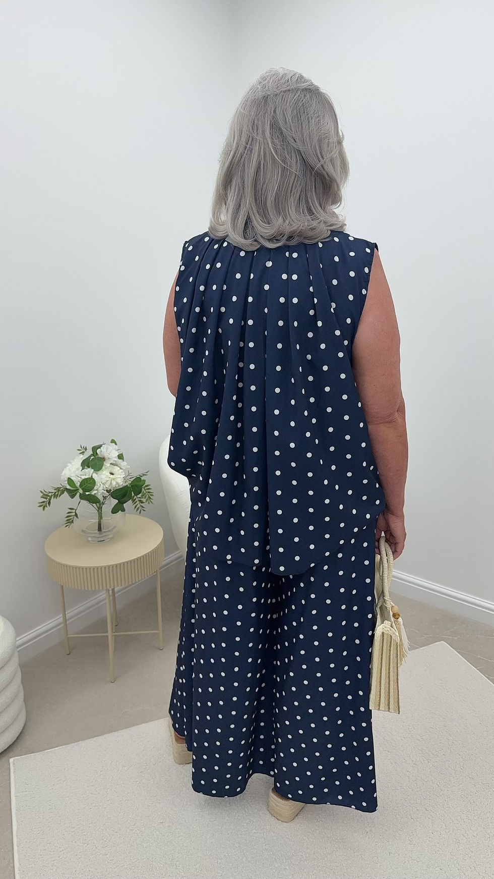 Thumbnail: Kendra Pussy Bow Sleeveless Two Piece Set Navy