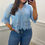 Thumbnail: Rayna Short Detailed Button Top Baby Blue