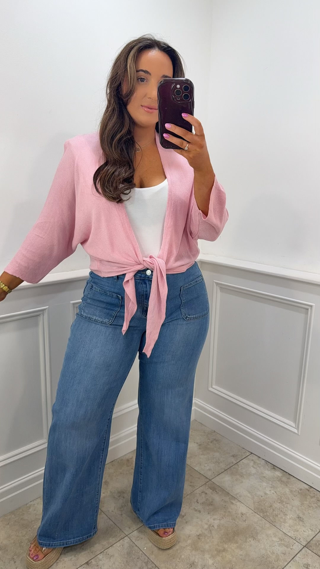 Bella Knit Soft Stretchy Shrug Baby Pink