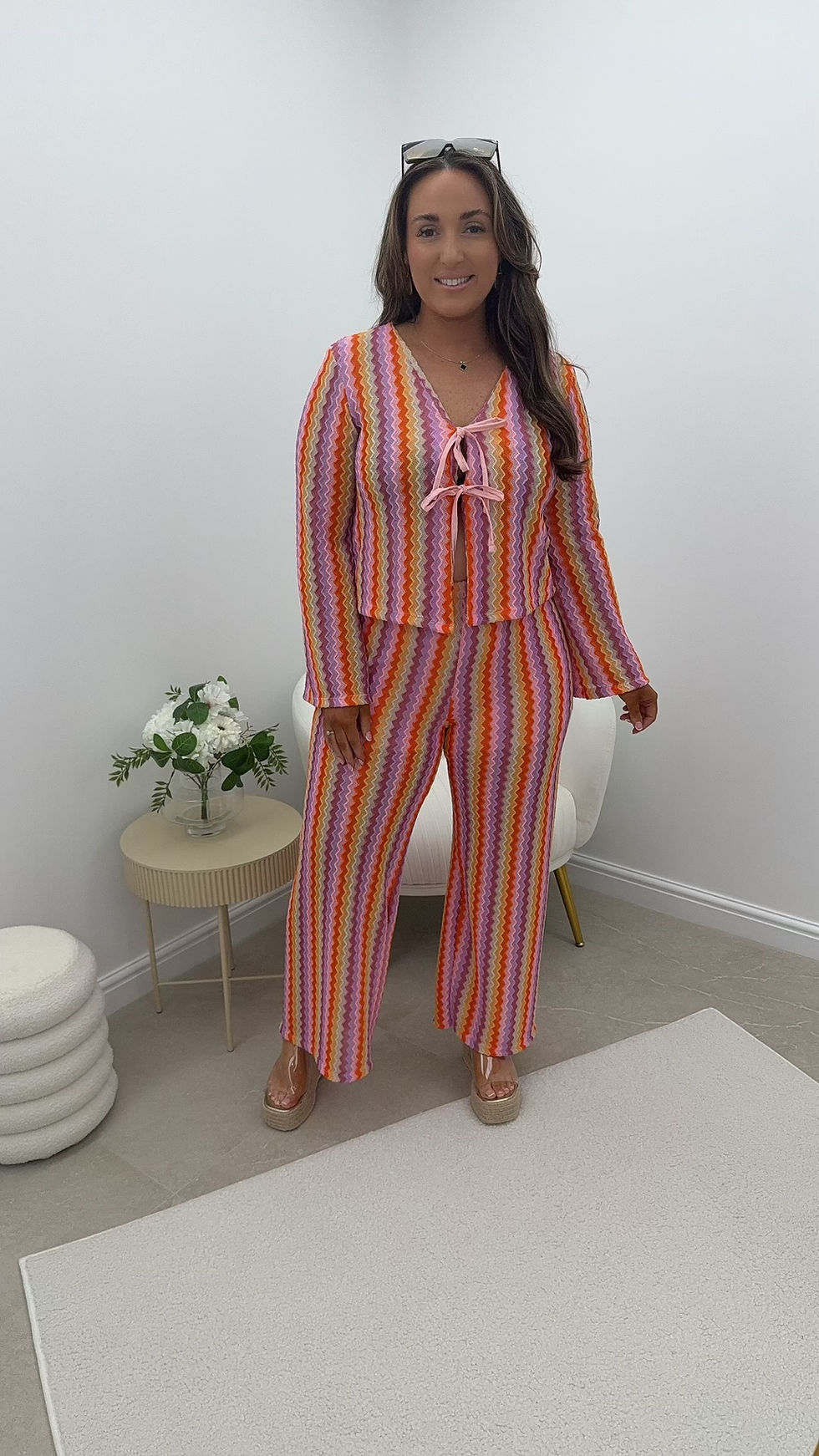 Thumbnail: Olympia ZigZag Knit Detail Two Piece Set Pink
