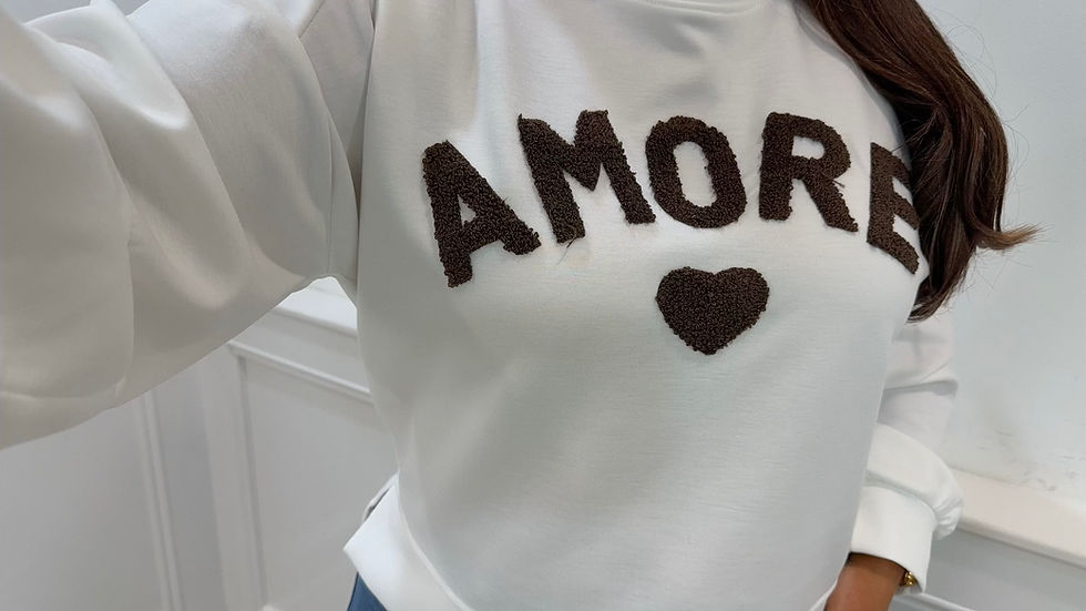 Thumbnail: Amore Heart Soft Sweater Jumper Cream