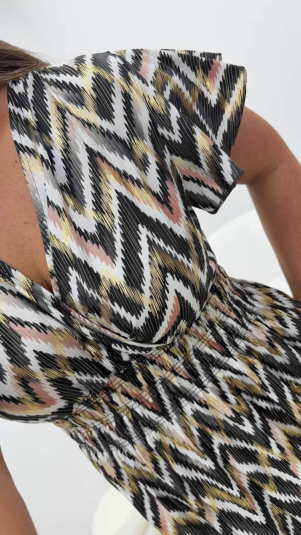 Thumbnail: Liv ZigZag Slinky Foil Shimmer LL Magic Short Dress Black