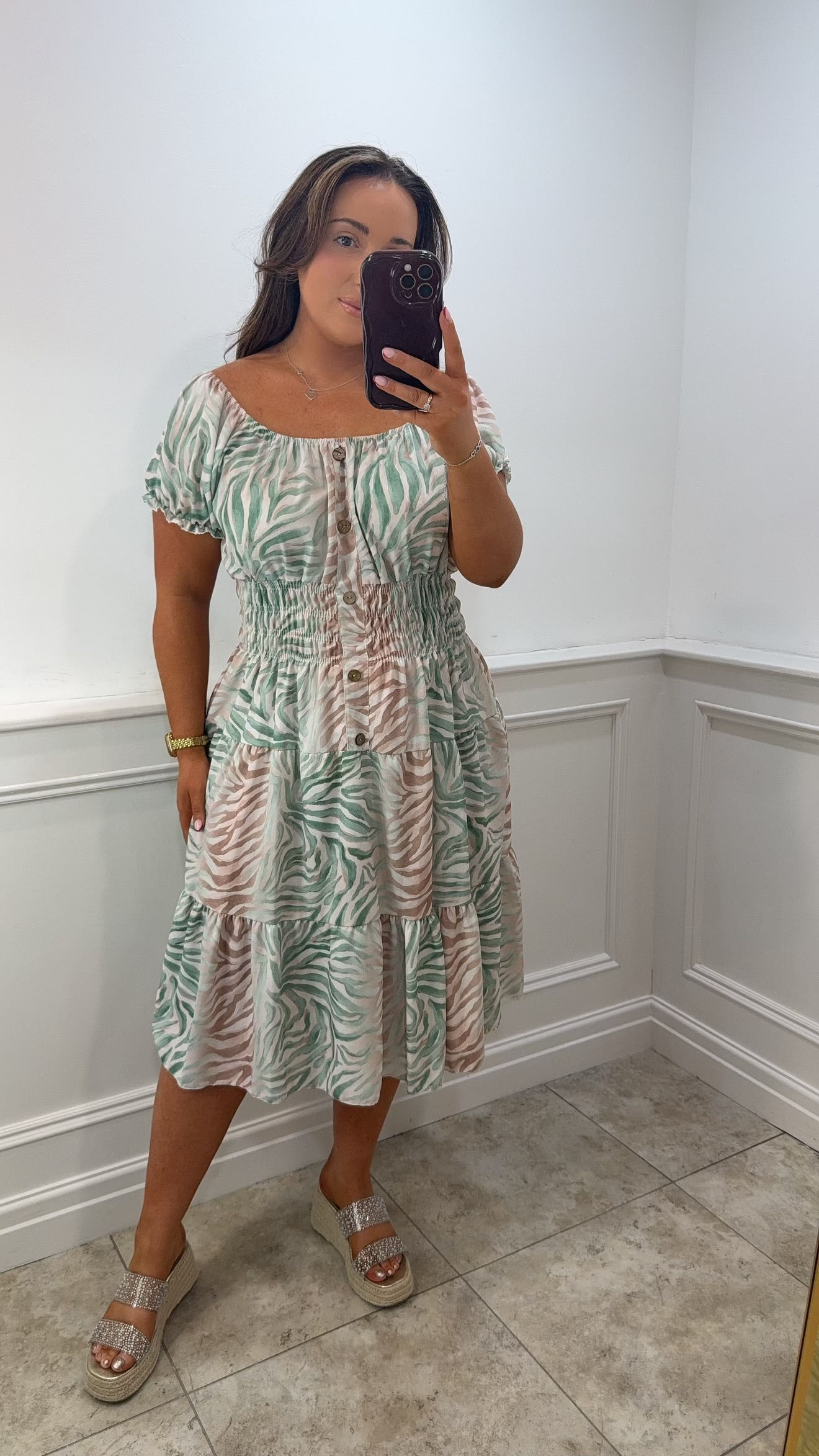 Nevis Zebra Pastel Chiffon Magic Midi Mint