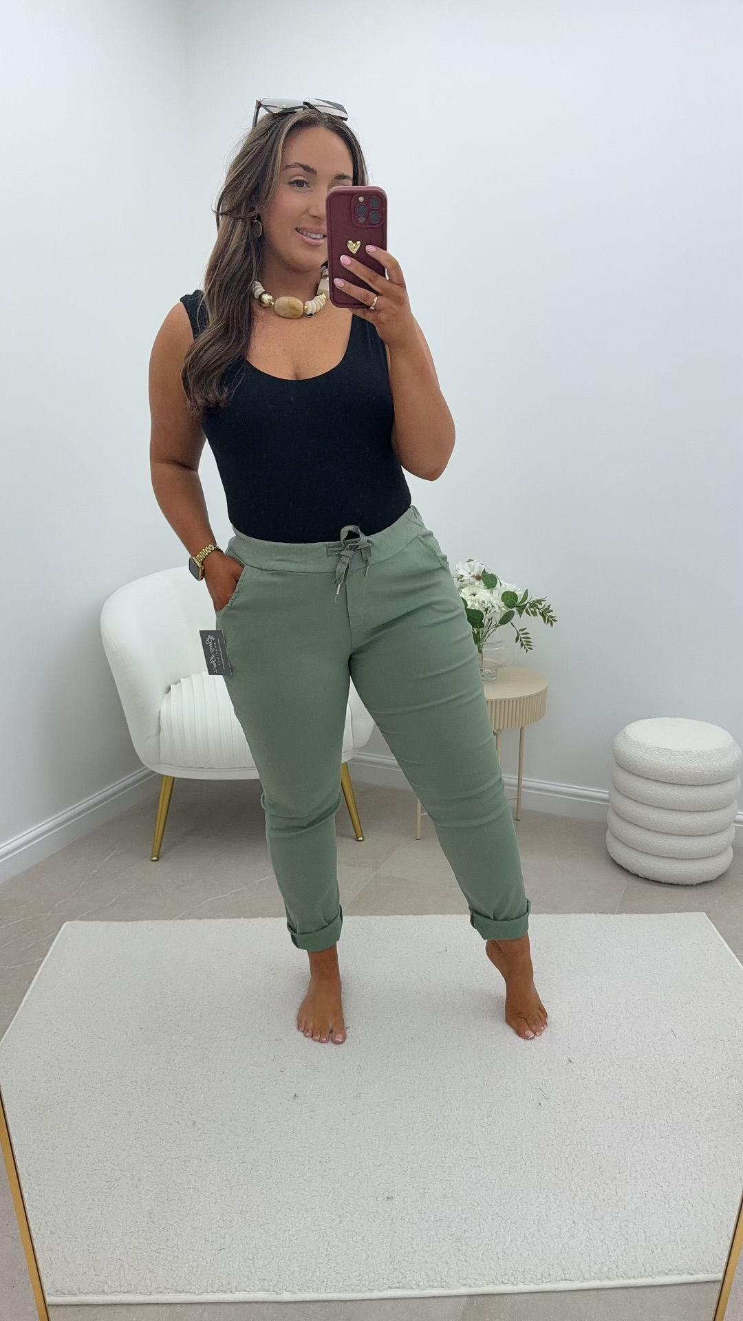 Maralyn Stretchy Magic Jogger Trousers Khaki