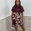 Thumbnail: June Chain Printed T-Shirt Dress Wine