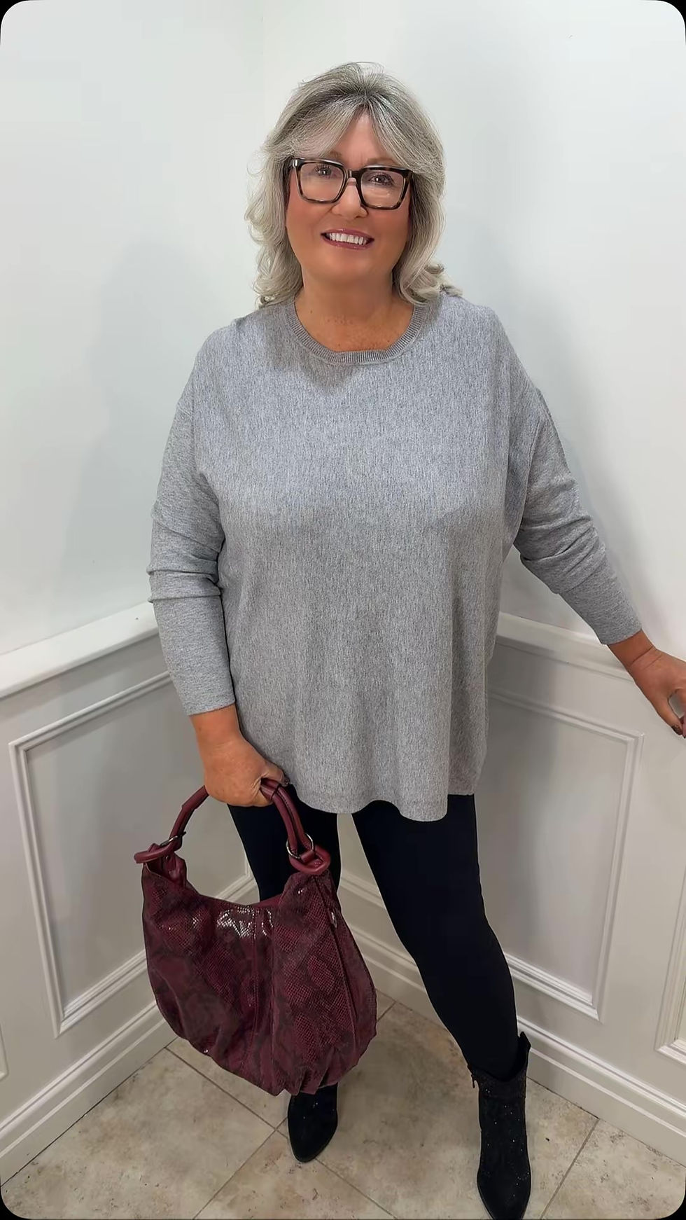 Macy Basic Oversized Soft Knit Jumper Grey