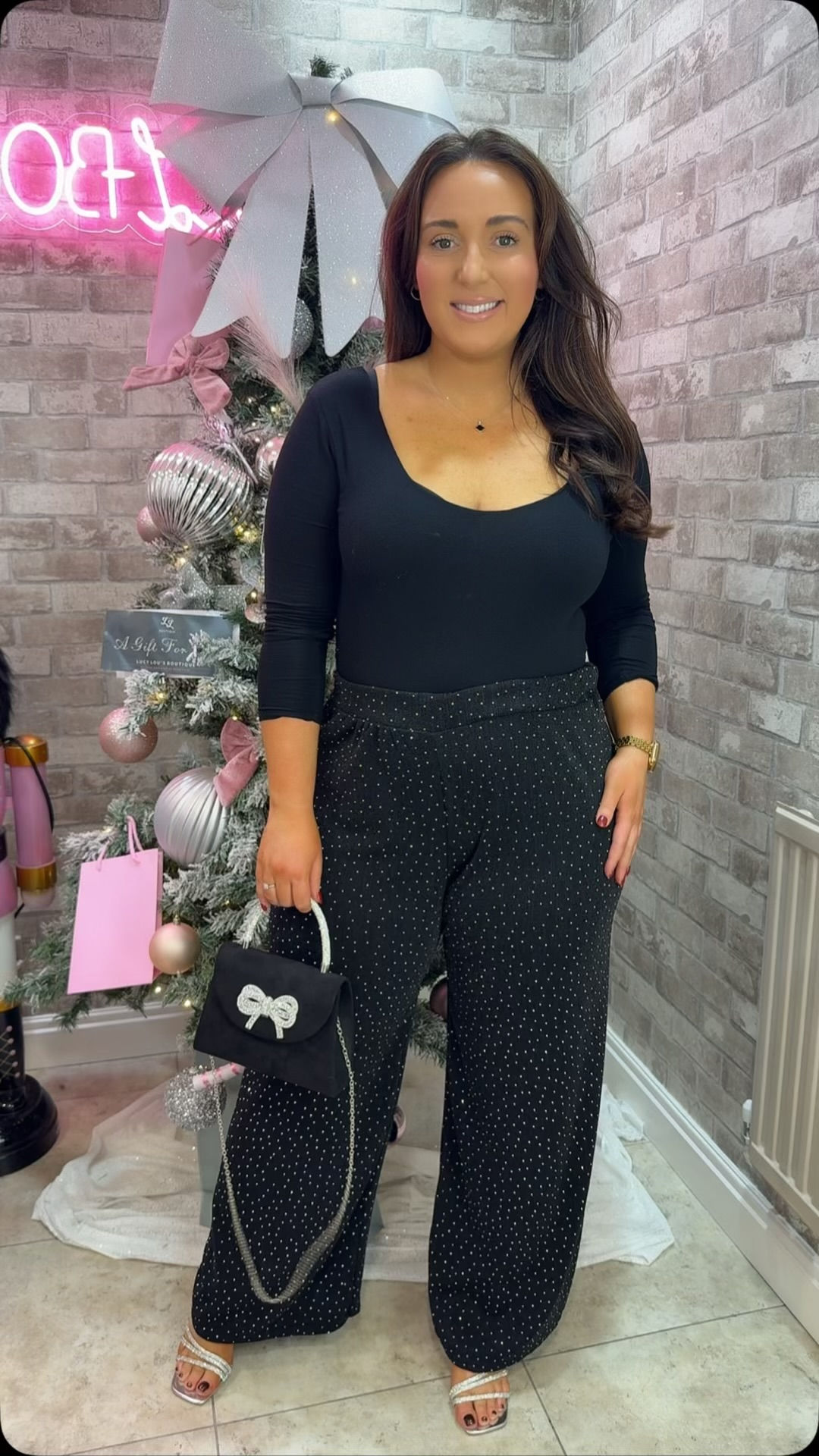 Lara Gem Stone Sparkle Elastic Palazzos