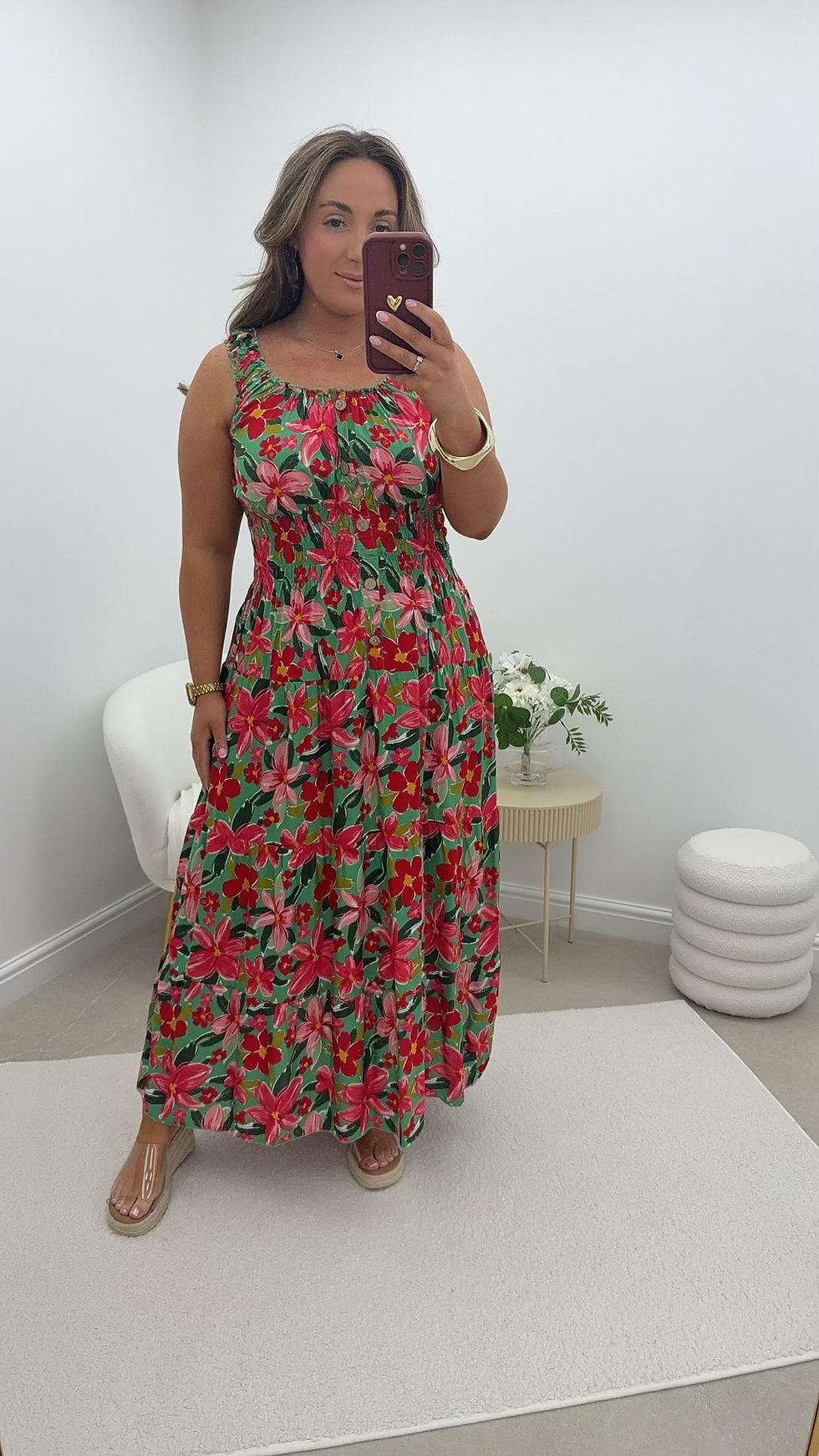 Thumbnail: Riley Flower Strappy Magic Maxi Dress Floral Green