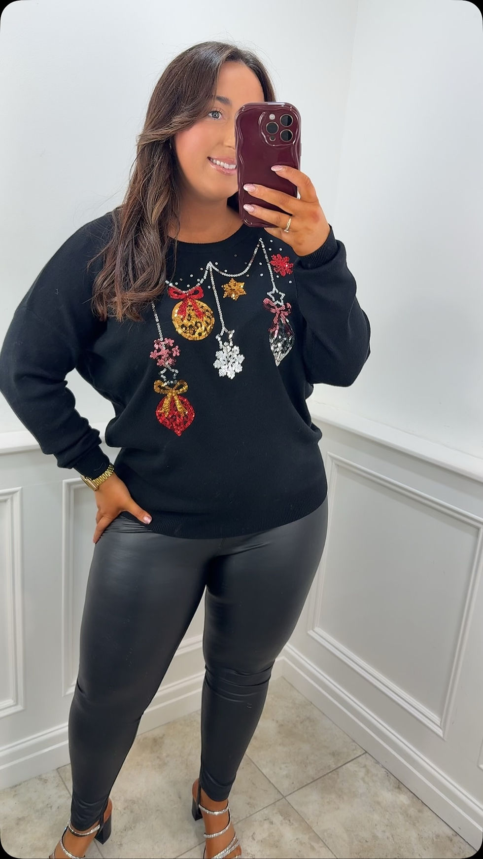 Christel Sequin Detail Christmas Top