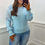 Thumbnail: Birdy Lace Sleeve Arm Ribbed Jumper Baby Blue
