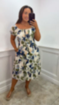 Flora Floral Detail Magic Midi Dress Navy