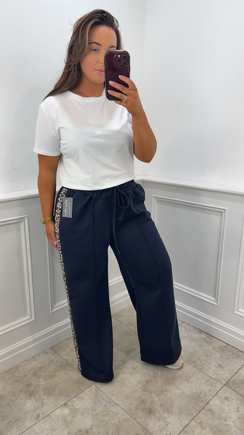 Thumbnail: Kimberley Leopard Stripe Soft Jogger Navy