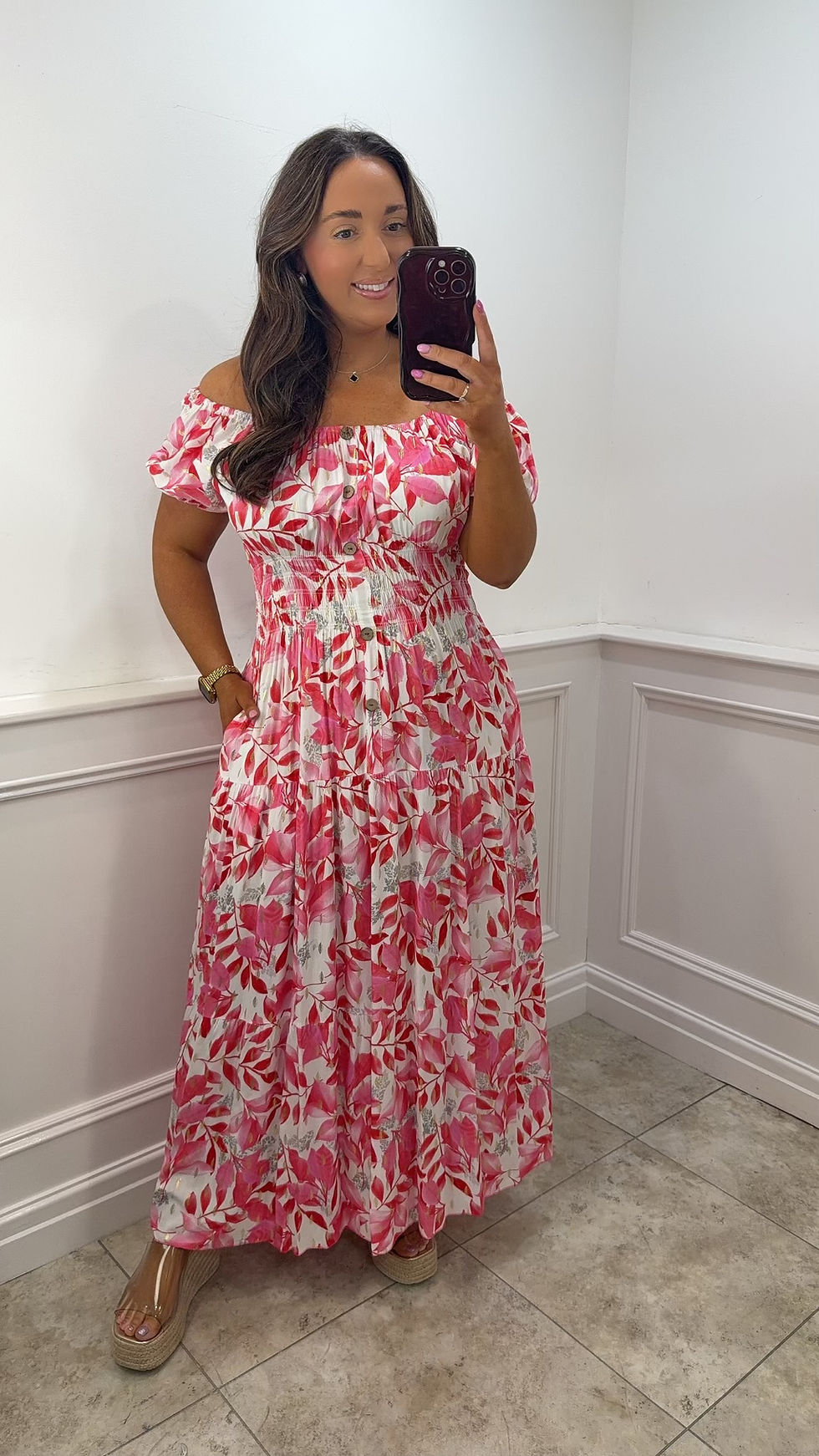 Thumbnail: Caitlin Leaf Gold Foil Shimmer Magic Maxi Pink