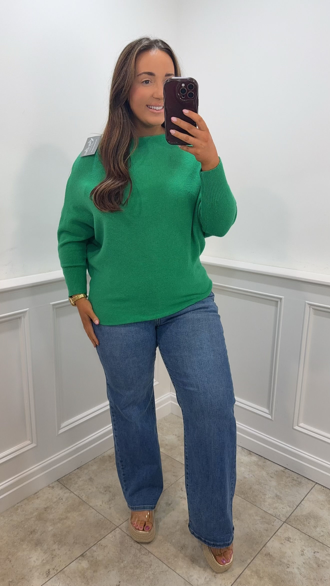 Lucy Basic Soft Knit Batwing Jumper Green