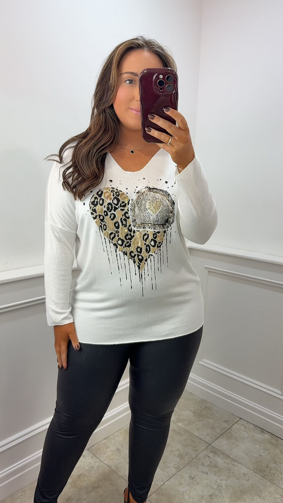 Hamilton Drip Heart Sparkle Soft Knit Jumper Cream